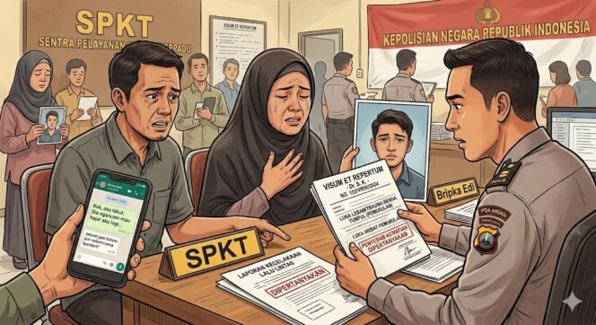 
Ilustrasi laporan keluarga dugaan kematian keluarga bukan akibat dari lakalantas semata